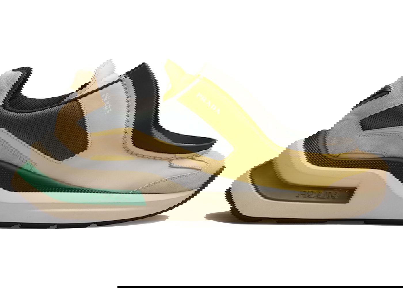 Sneakers og sko Prada Brushed Leather Bike Fabric Suede "Vanilla Anthracite Green" Beige | 2EG424_3LNN_F03M3, 0