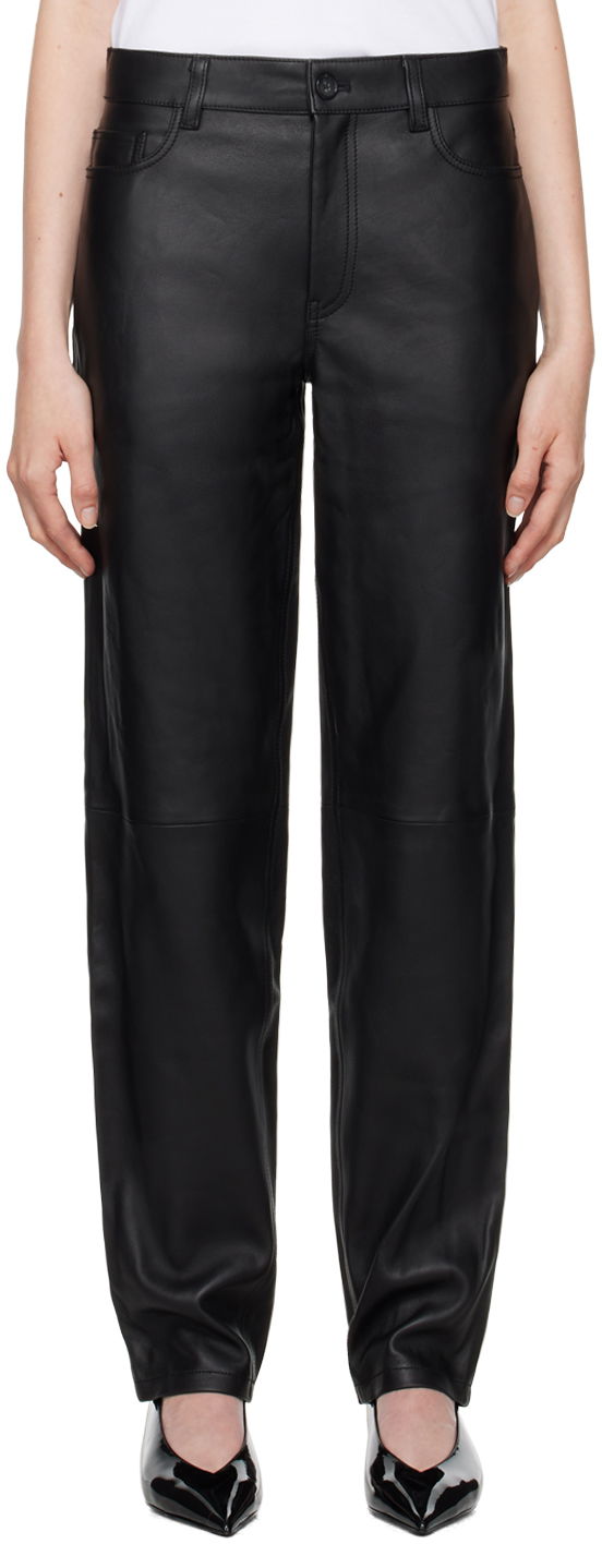 Bukser TOTEME TOTEME Five-Pocket Leather Pants Sort | 244-WRB0229-LE0083