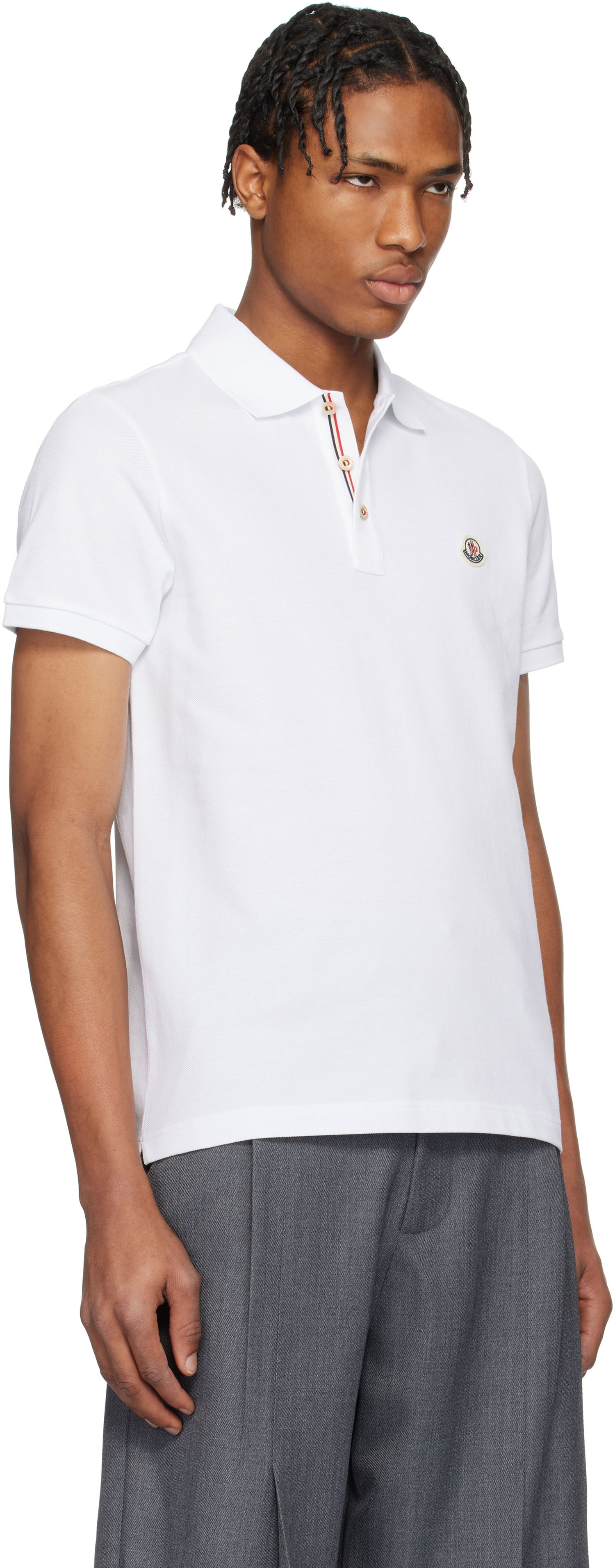 Polo skjorte Moncler Moncler Logo Patch Cotton Polo Hvid | K10918A0003084556, 1