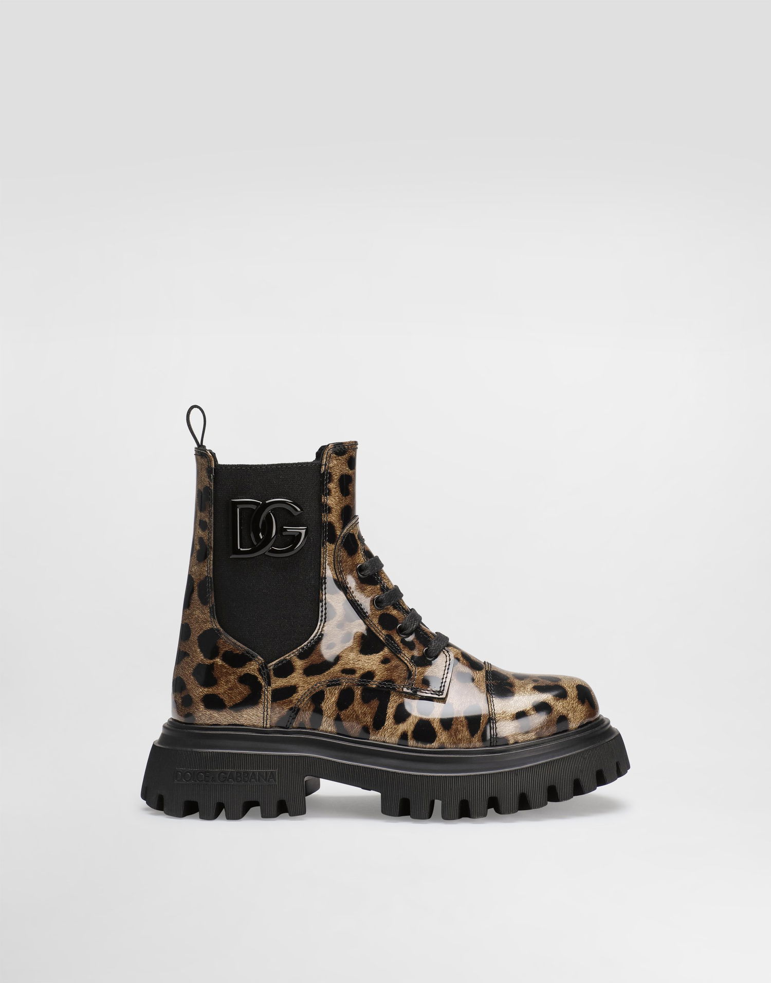 Tilbehør Dolce & Gabbana Dolce & Gabbana Printed Shiny Calfskin Ankle Boots Brun | D11360AM568HA93M, 0