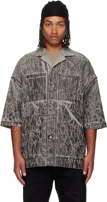 Skjorte Rick Owens DRKSHDW Concordians Magnum Tommy Short-Sleeve Patterned Denim Shirt Grå | DU02E7294 SDWF, 0