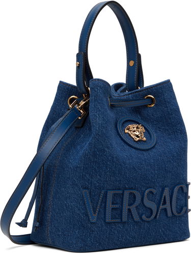 Håndtaske Versace Versace 'La Medusa' Denim Bucket Bag Blå | 1018297_1A04287_1UC7V, 1