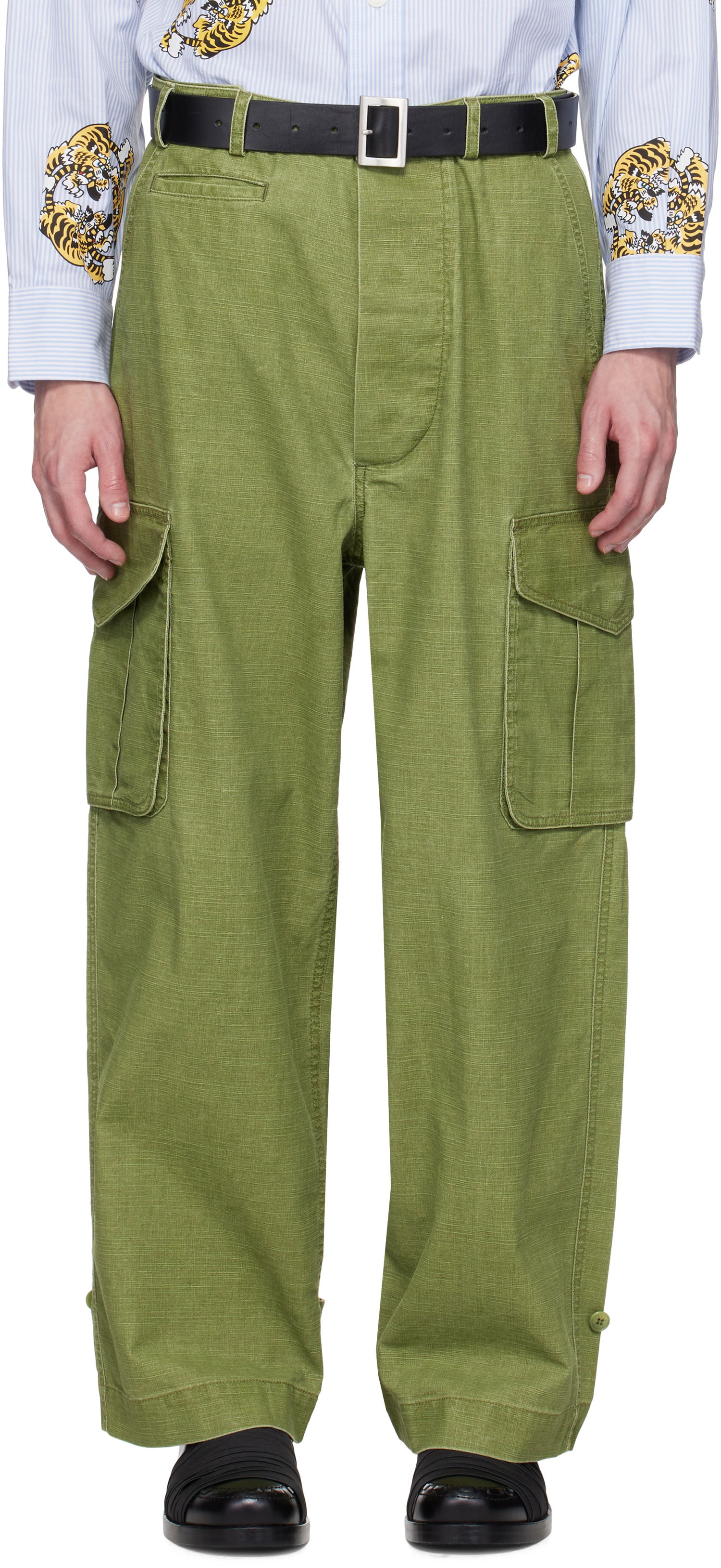 Cargo bukser KENZO Kenzo Paris Adjustable Cargo Pants Grøn | FF55PA2459GD, 0