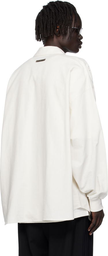 Skjorte Fear of God ESSENTIALS Long-Sleeve Oxford Shirt with Flap Pockets Hvid | 186SP254424F, 2