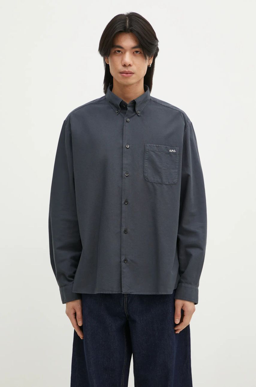 Skjorte A.P.C. Relaxed Fit Button-Down Shirt Blå | COHAH.H12599.IAF, 0