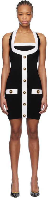 Balmain Two-Tone Halterneck Knit Mini Dress