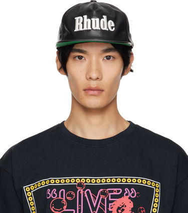 Kasket Rhude Rhude Logo Leather Cap Sort | RHPF25HA01459, 0