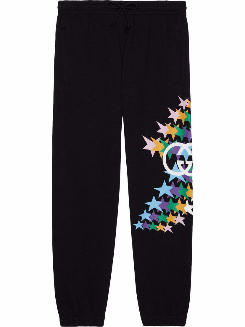 Joggingbukser Gucci Star-print Track Pants Black Sort | 663246 XJDOV 1082