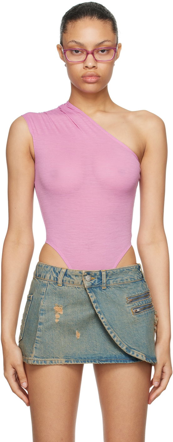 Tanktop Miaou Miaou One Shoulder Bodysuit Lyserød | 6005WOSVLT