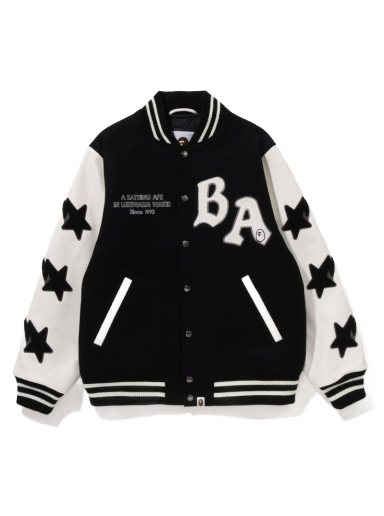 Jakke BAPE A Bathing Ape Relaxed Fit Varsity Jacket Sort | 1I80-141-001
