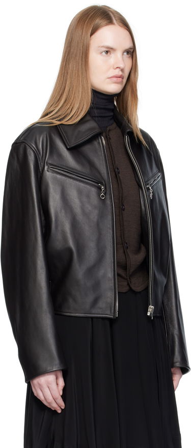 Jakke LEMAIRE Lemaire Boxy Leather Blouson Jacket Sort | OW1159 LL0147, 1