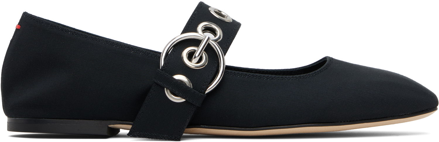 Skopleje Aeyde Aeyde Uma Eyelet Mary-Jane Ballerina Flats Sort | A11-FL-RKLS08FL159-SS25-800-069, 0