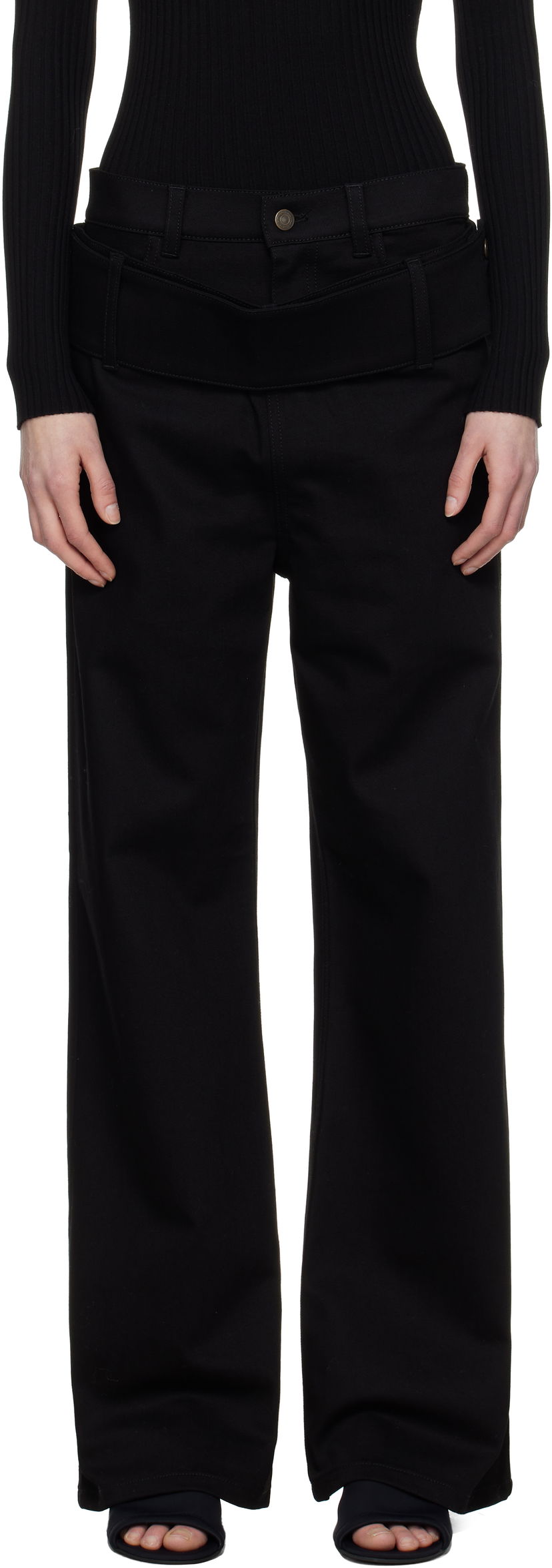 Bukser Courrèges Courrèges Double Belt Jeans Sort | 125DPA313DE0020