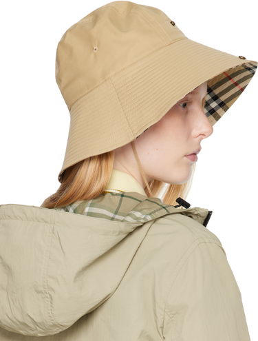 Hat Burberry Burberry Check Brim Gabardine Bucket Hat Beige | 8112365, 2