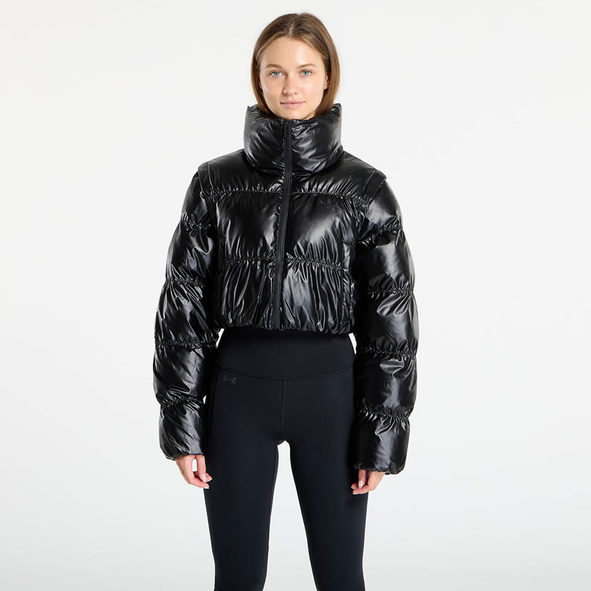 Puffer jakke adidas Originals Essentials Glossy Cropped Puffer Jacket Sort | JX2988