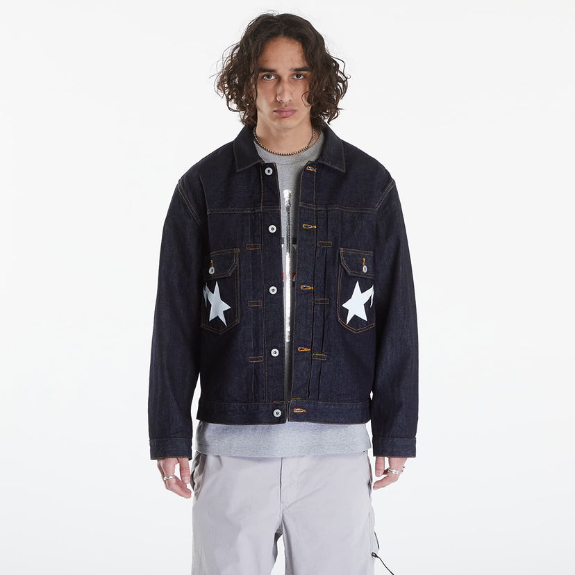 Jakke BAPE A BATHING APE Sta Denim Jacket Type-02 Navy Blue Mørkeblå | 001LJK301002M ING