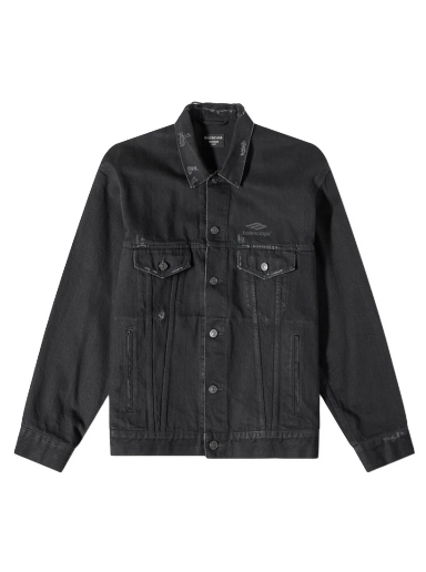 Jakke Balenciaga Back Logo Oversized Denim Jacket Sort | 704298-TBP47-1029