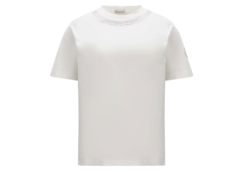 T-shirt Moncler Crystal Encrusted T-Shirt Hvid | I20938C00015829HP033