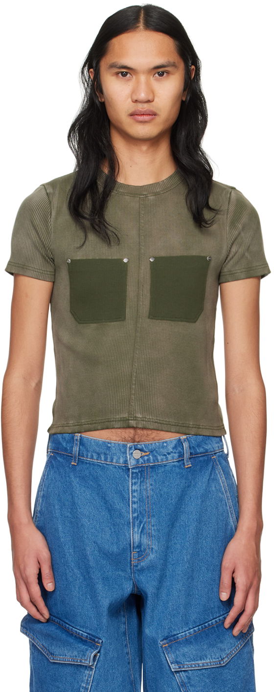 T-shirt Dion Lee Sprayed Shrunken Rivet T-Shirt Grøn | C3168PS24