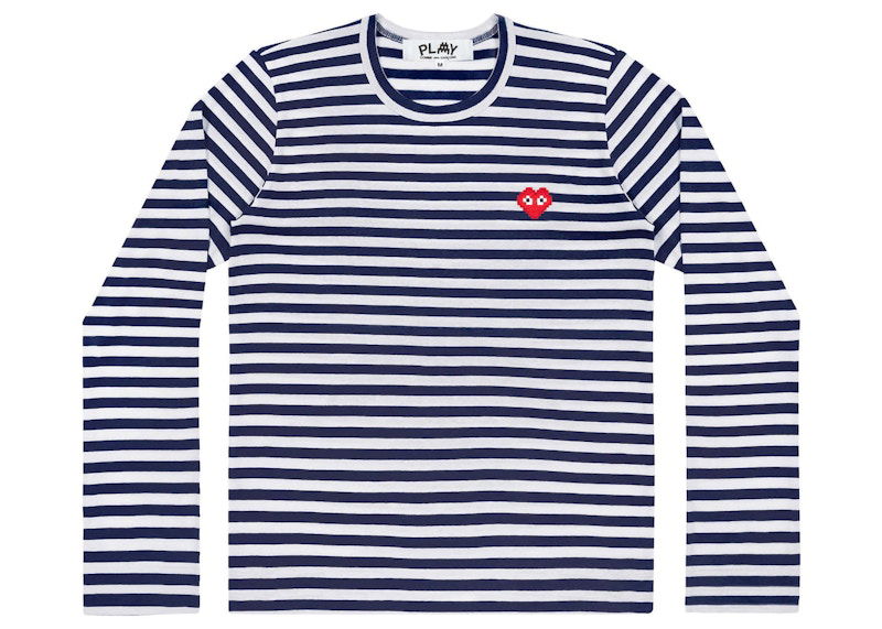T-shirt Comme des Garçons Play Striped Long Sleeve T-Shirt Blå | AZ-T324-051