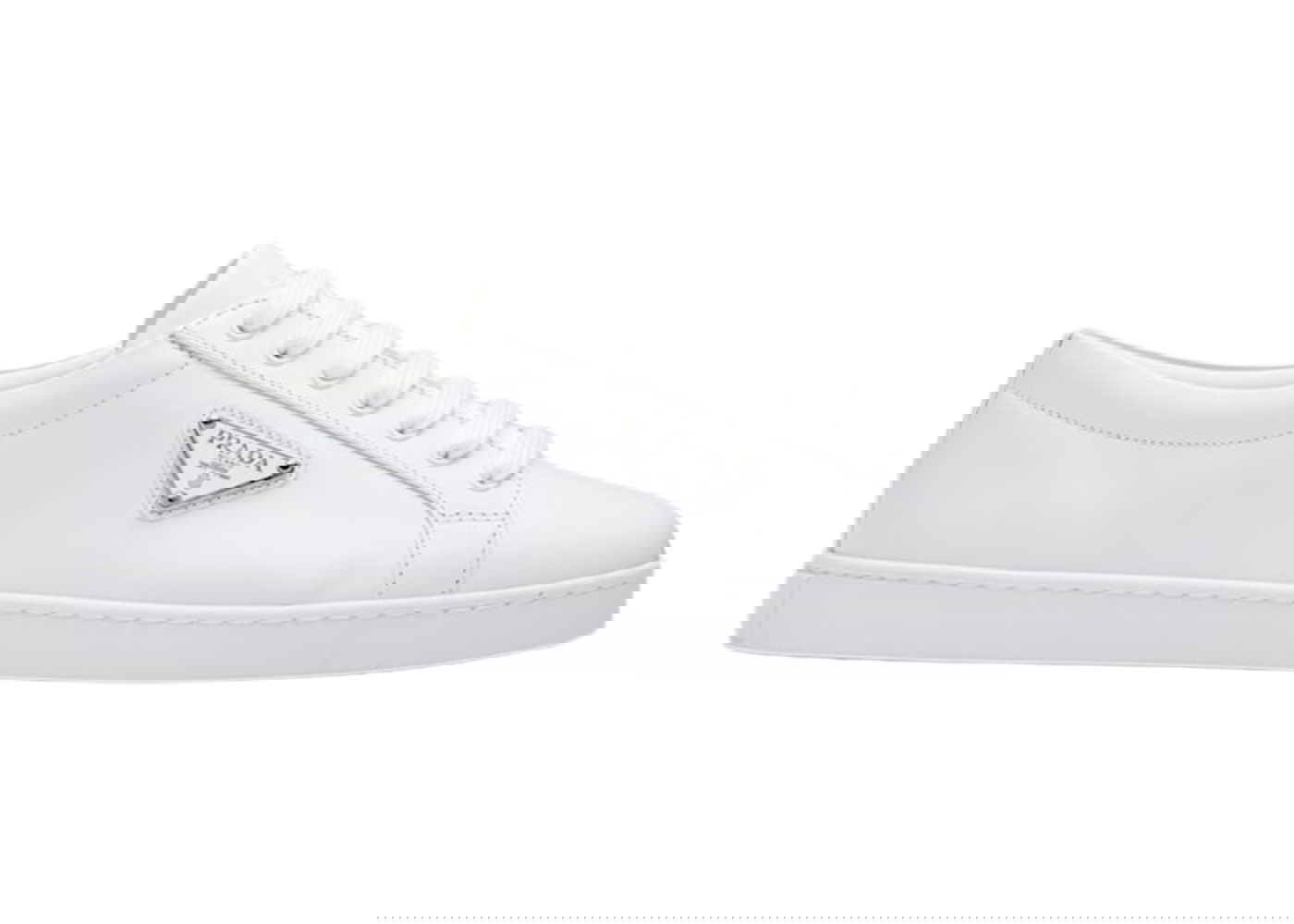 Sneakers og sko Prada Brushed Sneakers Leather Hvid | 2EE376_3F0E_F0009, 0