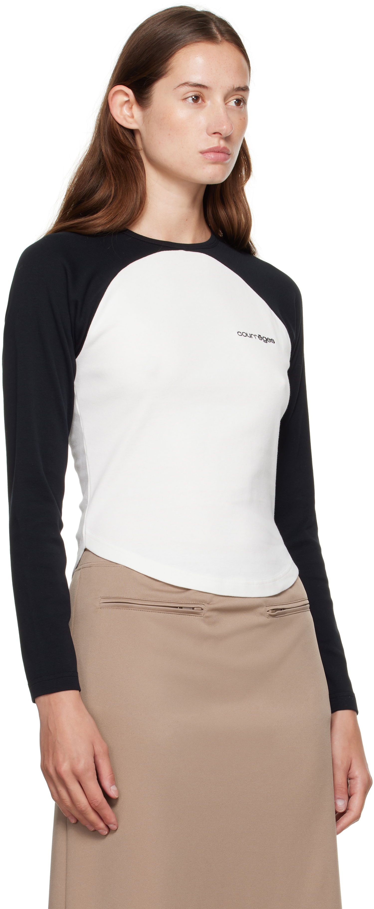 T-shirt Courrèges Courrèges Circle Contrast Long Sleeve T-Shirt Sort | 325JTS228JS0203, 1