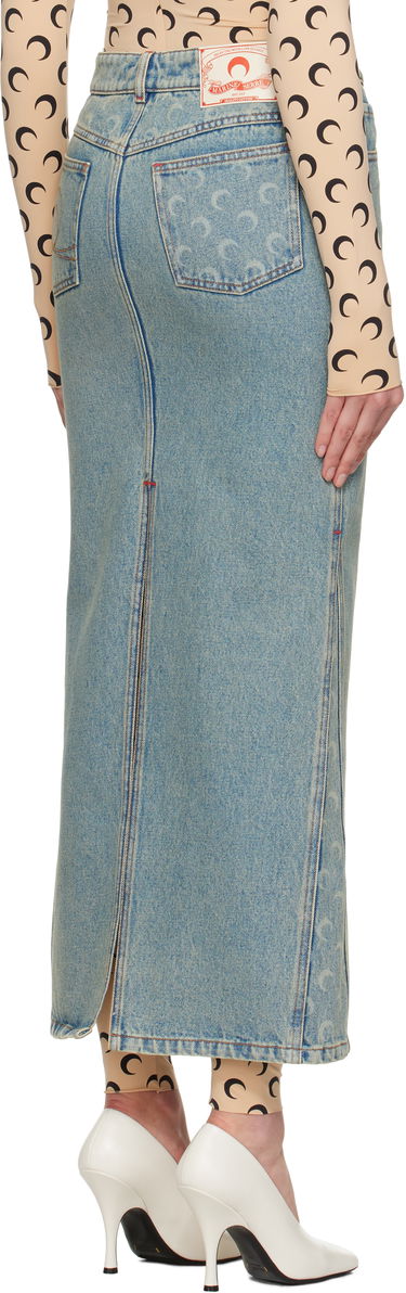 Nederdel Marine Serre Marine Serre Moon Laser Denim Maxi Skirt Blå | WSK074A CDEN0003, 2