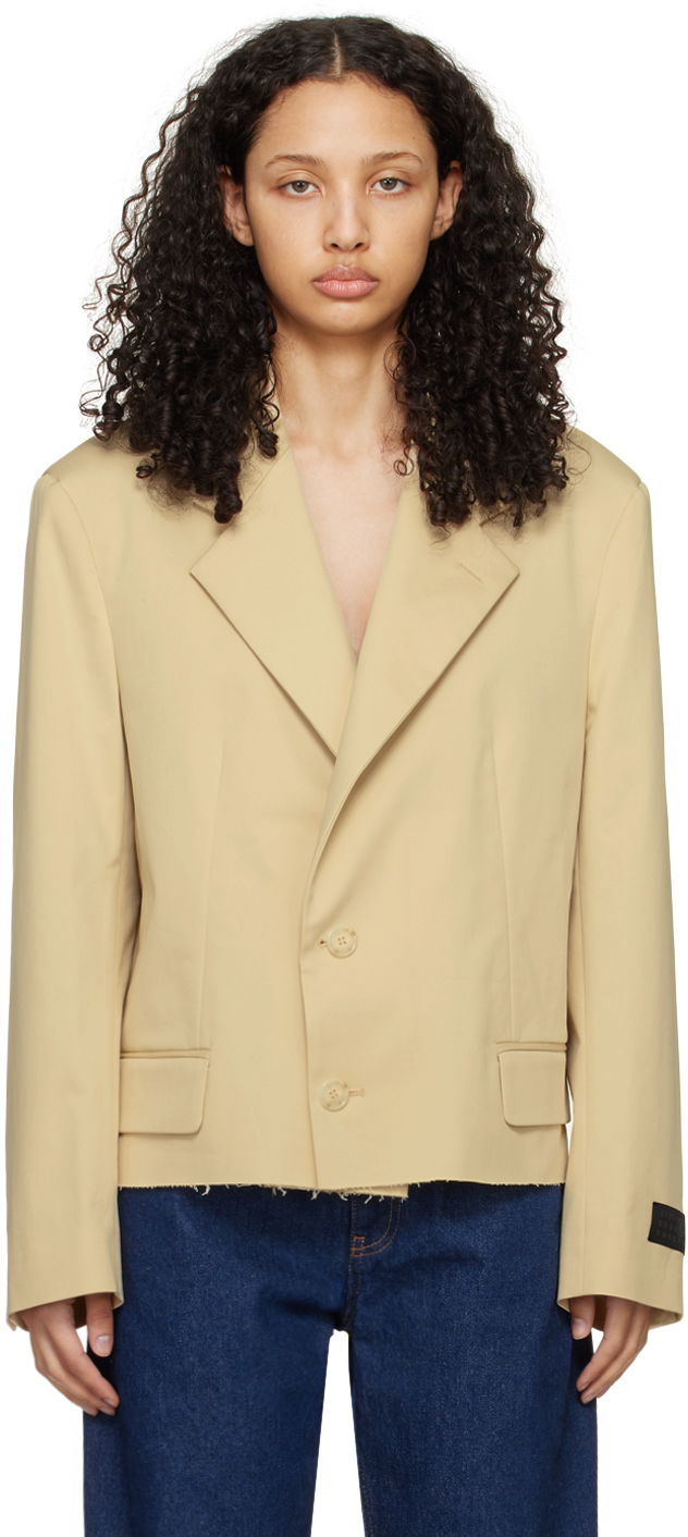 Frakker Maison Margiela MM6 Raw Hem Blazer Beige | S52BN0133 S54452