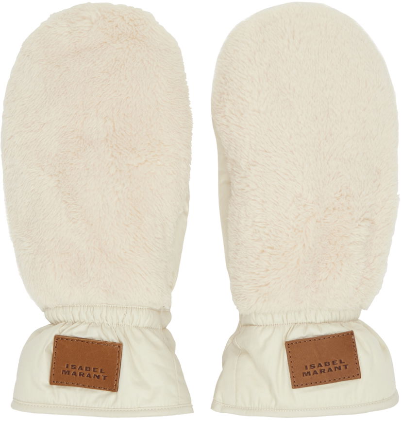 Handsker ISABEL MARANT Faux Fur Mittens Beige | GA006XFA-B3C15A