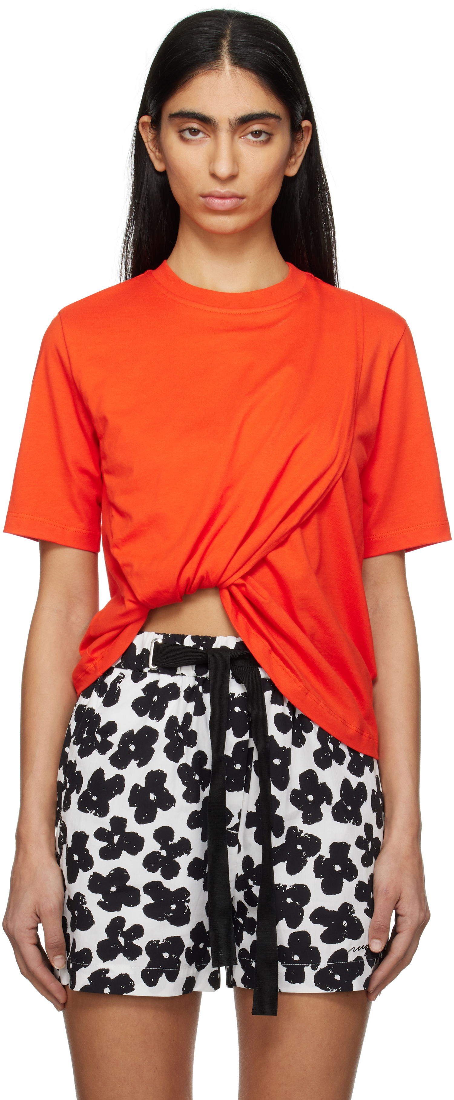 T-shirt MSGM Gathered T-Shirt Orange | 3841MDM114 257002, 0