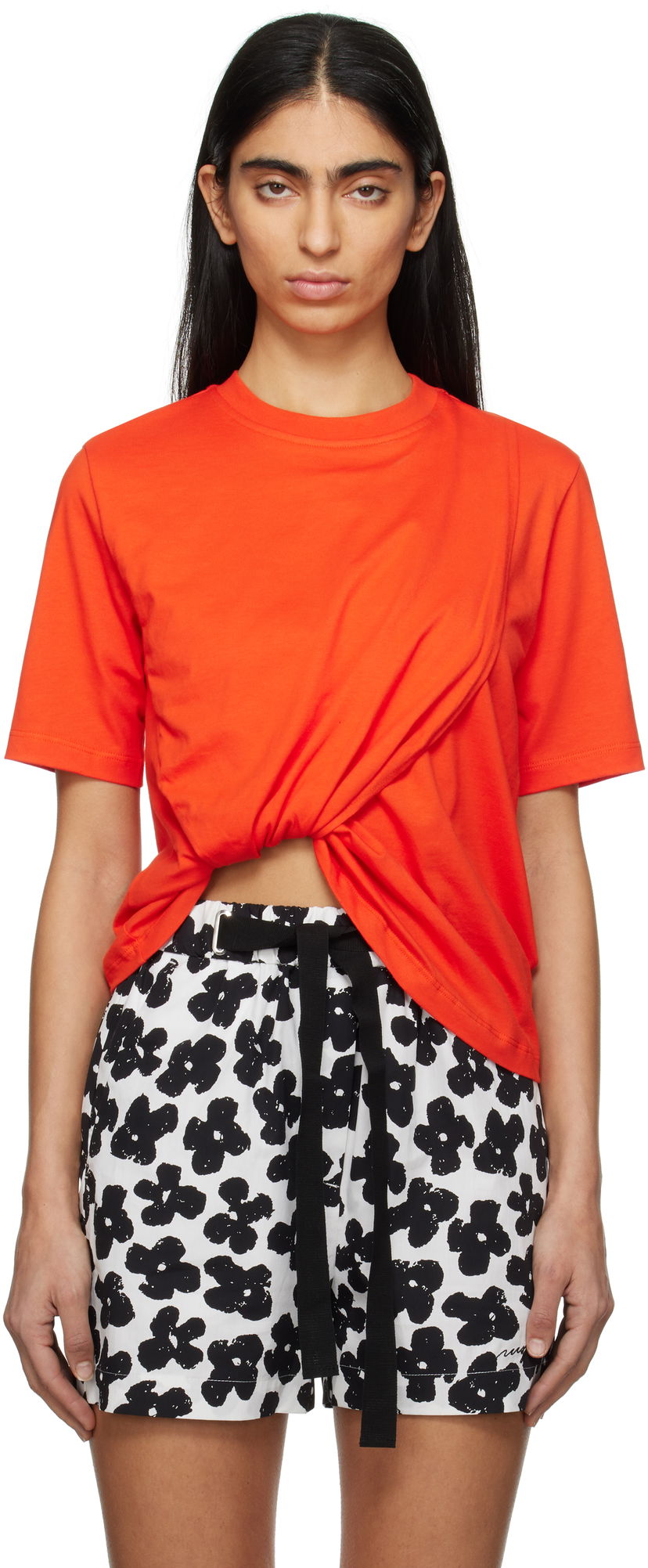 T-shirt MSGM Gathered T-Shirt Orange | 3841MDM114 257002