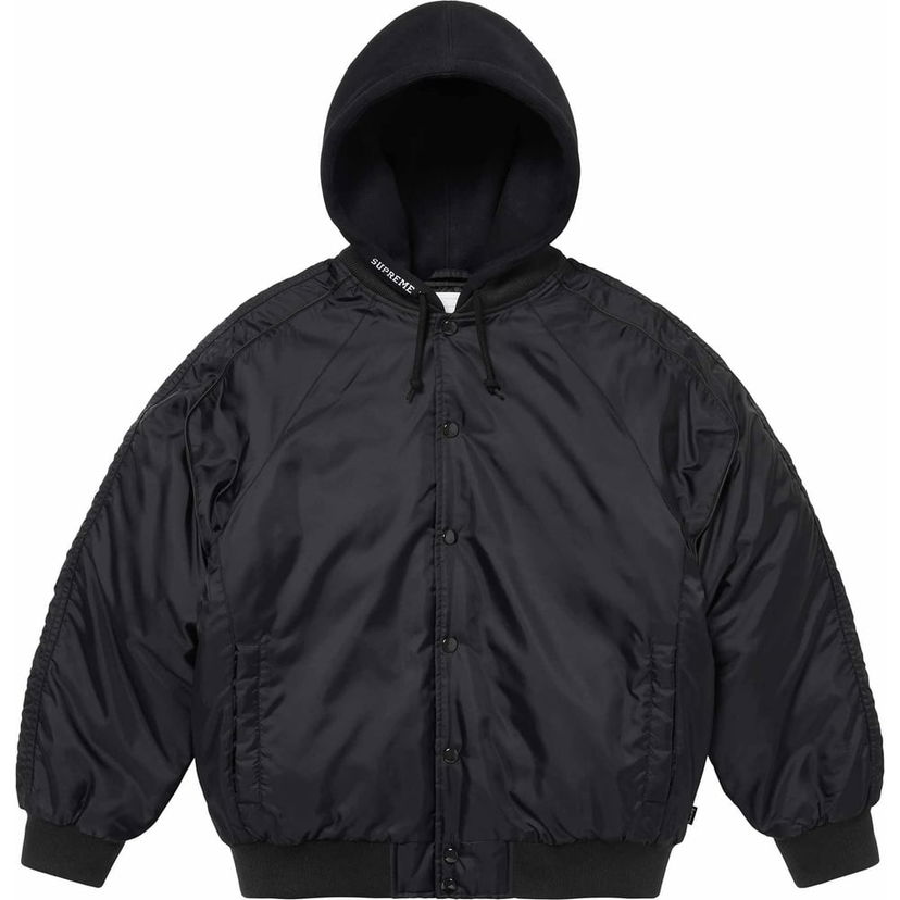 Bomberjakke Supreme Hooded Stadium Jacket Sort | SUP-SS24-224