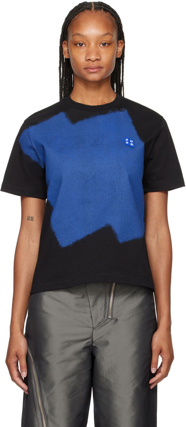 T-shirt ADER ERROR Abstract Print Relaxed-Fit Cotton T-Shirt Blå | BMSGFYTS0103BK
