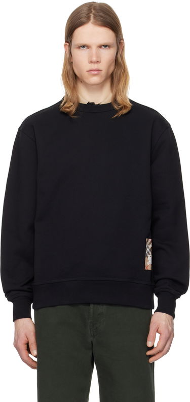 Sweater Burberry Burberry Check Label Cotton Sweatshirt Sort | 8101889, 0