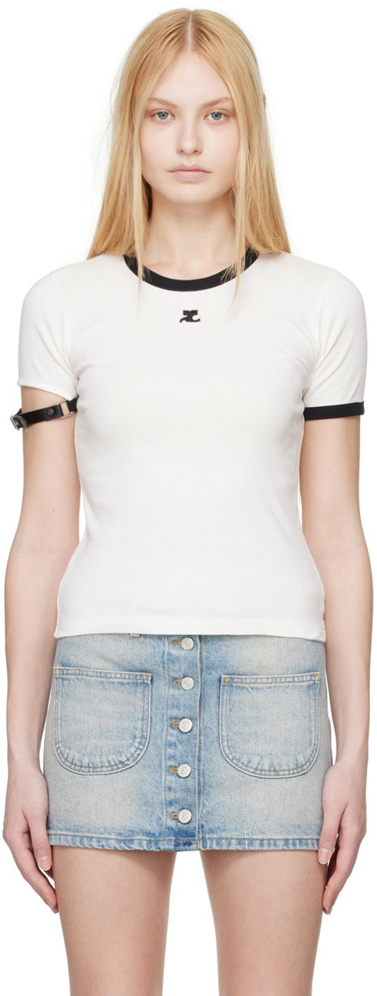 T-shirt Courrèges Courrèges Buckle T-Shirt Hvid | 124JTS117JS0070