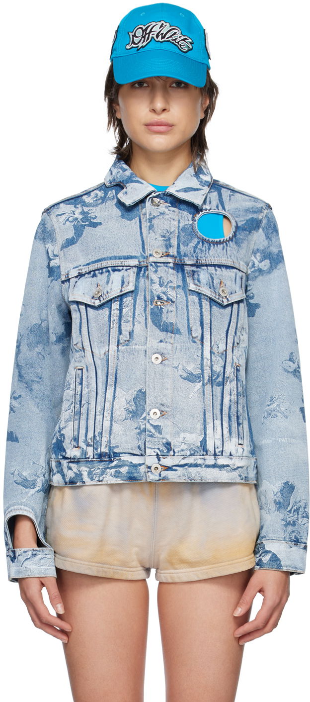 Jakke Off-White Blue Sky Meteor Denim Jacket Blå | OWYE027S23DEN0034000