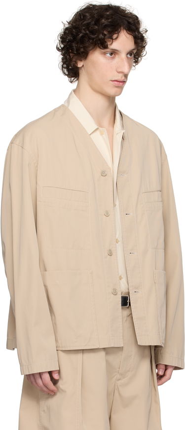 Skjorte LEMAIRE Lemaire Collarless Overshirt Beige | OV1011 LF1352, 4