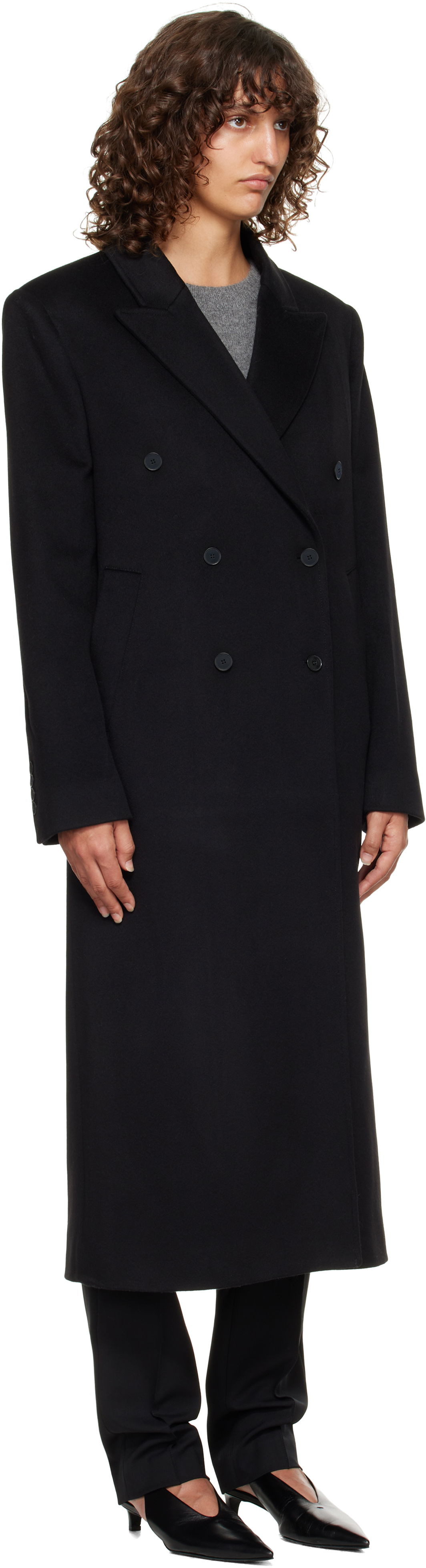 Frakker Loulou de Saison Loulou de Saison Rosco Double Breasted Long Coat Sort | ROSCO, 1