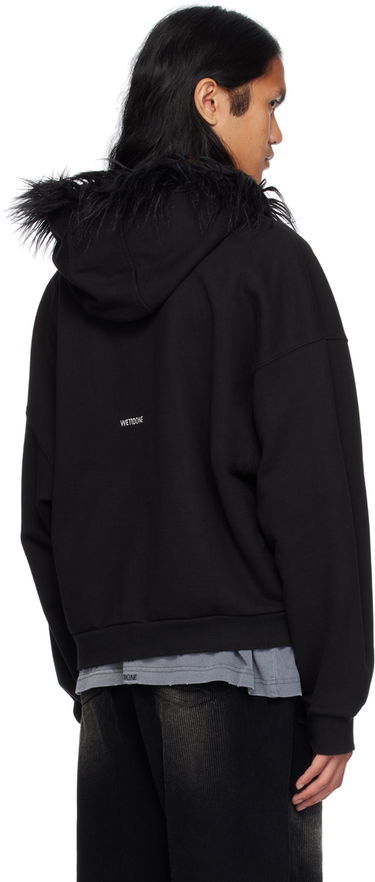 Sweatshirt We11done Faux Fur Trim Zip-Up Hoodie Sort | WD-TJ2-24-811-U-BK, 2