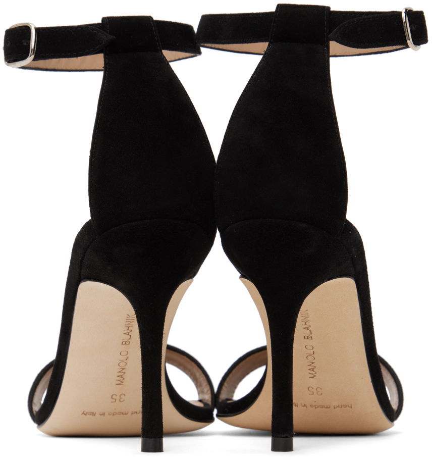 Tøj Manolo Blahnik Manolo Blahnik Chaos Suede Heeled Sandals Sort | 9XX-0740, 1
