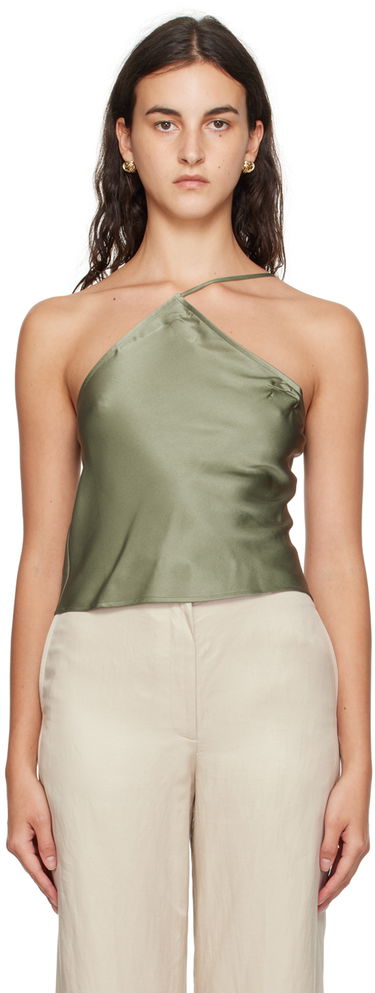 Tanktop Anine Bing Mandy One-Shoulder Silk Camisole Grøn | A-07-2793-340, 0
