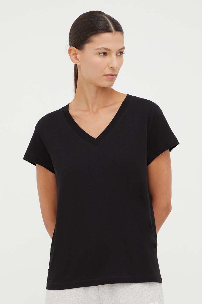 T-shirt Samsoe Samsoe Samsoe Samsoe SOLLY V-Neck T-Shirt Sort | F00012028, 0