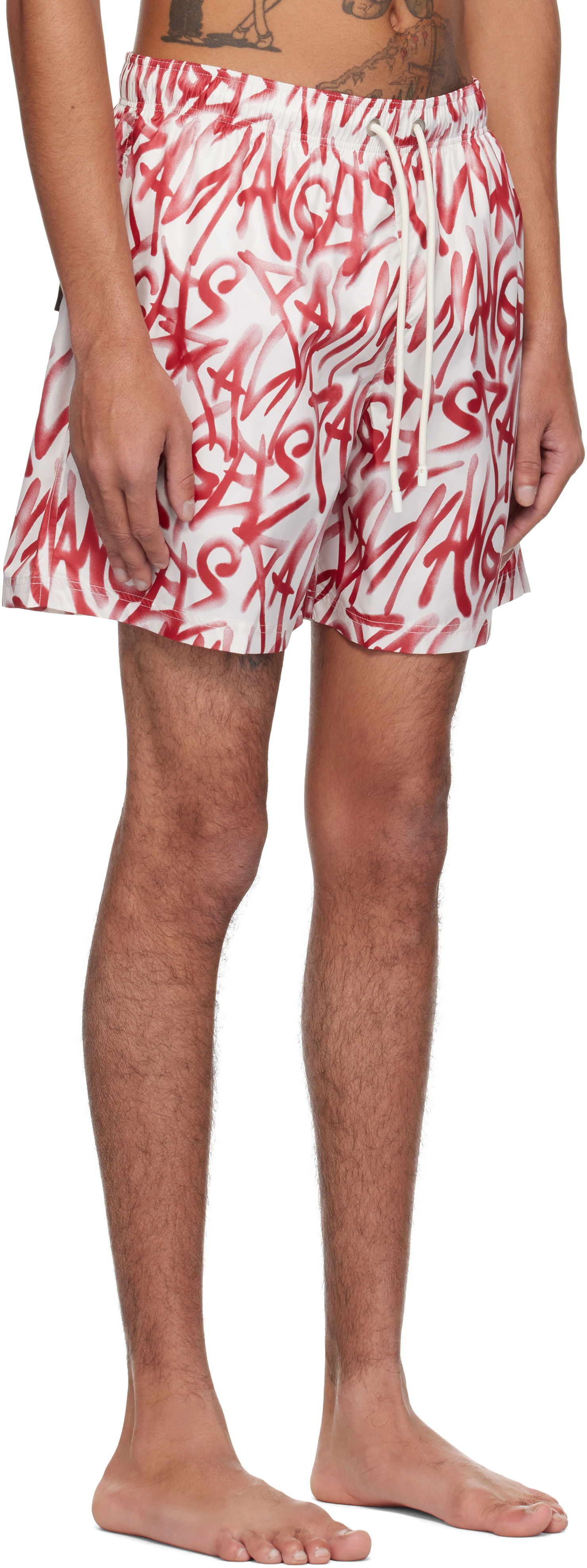 Badetøj Palm Angels Palm Angels Graffiti Print Swim Shorts Hvid | PMFD012S25FAB0010325, 1