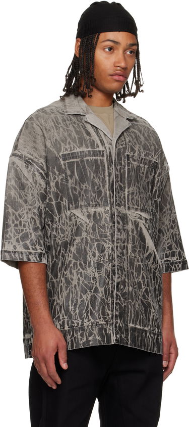 Skjorte Rick Owens DRKSHDW Concordians Magnum Tommy Short-Sleeve Patterned Denim Shirt Grå | DU02E7294 SDWF, 1