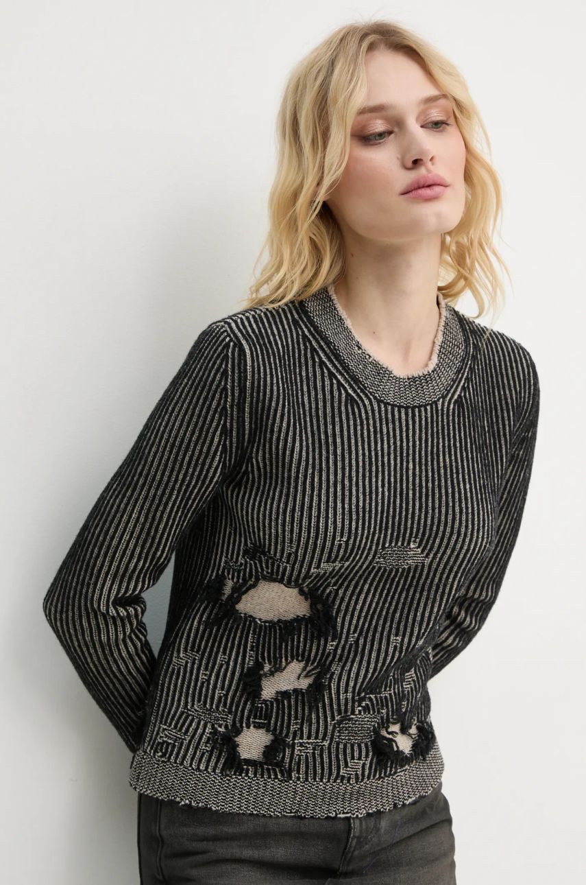 Sweater Maison Margiela Distressed Ribbed Knit Sweater Sort | S62HL0026.M13076, 0