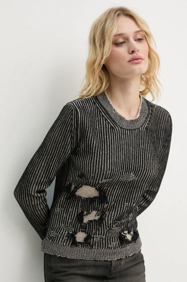 Sweater Maison Margiela Distressed Ribbed Knit Sweater Sort | S62HL0026.M13076, 0