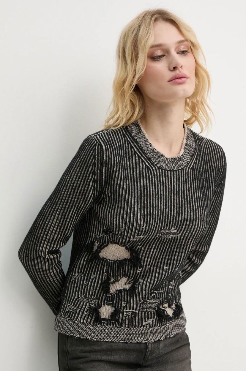 Sweater Maison Margiela Distressed Ribbed Knit Sweater Sort | S62HL0026.M13076
