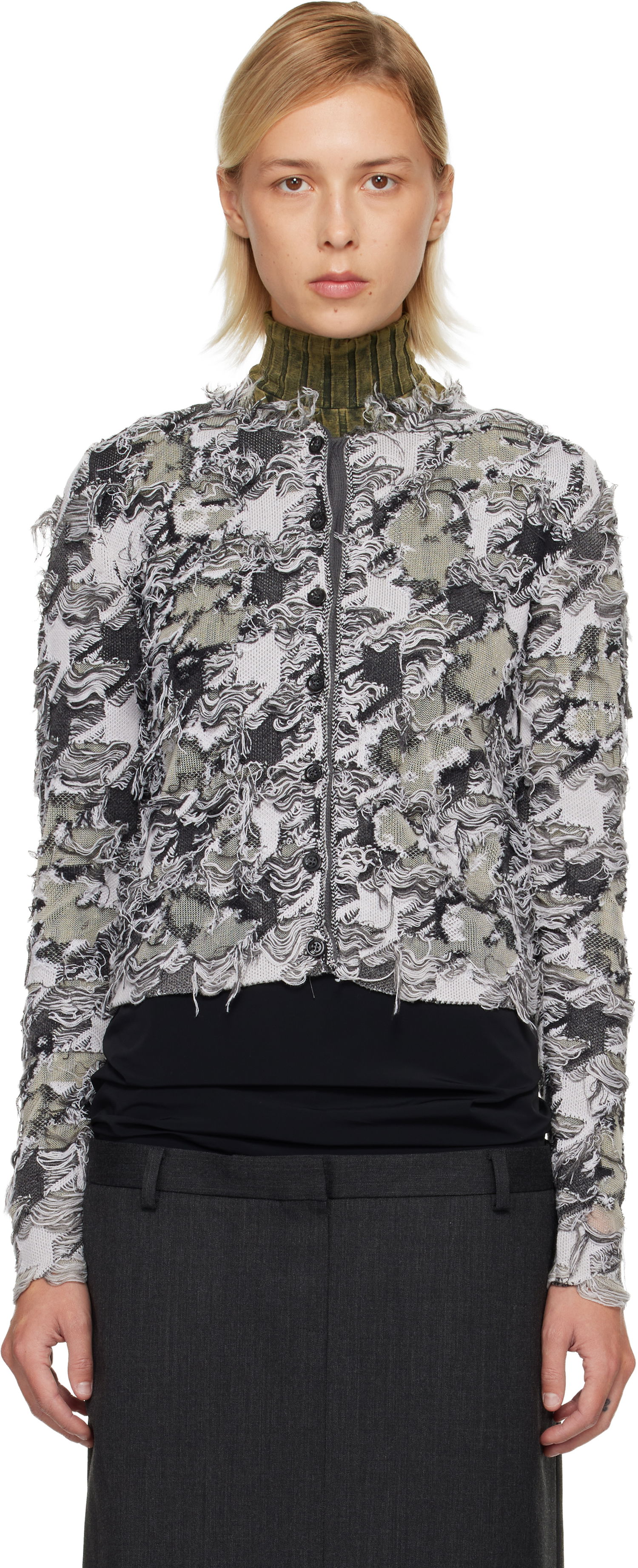 Sweater Diesel Shredded Knit M-Sibylla Cardigan Flerfarvet | A21465 0LKDQ, 0