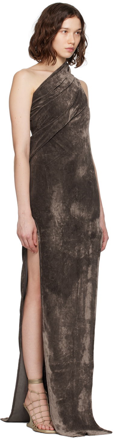 Kjole Rick Owens Rick Owens Athena Arrowhead One-Shoulder Maxi Dress Brun | RP02E4509 V, 1