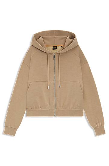 Sweatshirt BOSS Oversized-fit zip-up hoodie with logo embroidery Beige | 50547813
